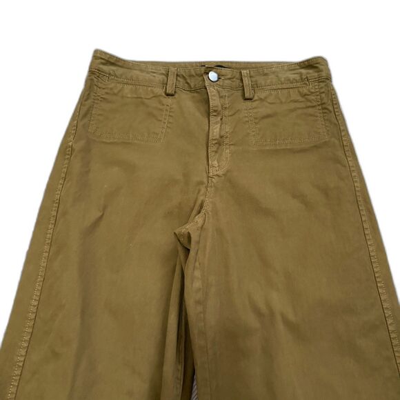 Banana Republic High Rise‎ Wide Leg Capris Olive Green Chino Pants Earthy Size 6 - Picture 2 of 6